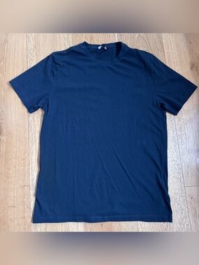 Reiss Bless Men's Marl Cotton-Blend Tailored-Fit T-Shirt in Navy Size L Large